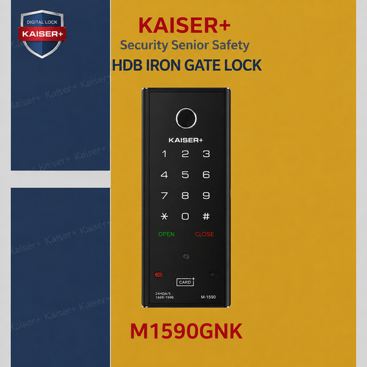 [Dual Safe] [KAISER+] M1590GNK Two-Way Metal Gate Digital Door Lock | HDB Grill Gate | Fingerprint | Remote |Optional Remote WiFi Box | Elderly Care | Child Safety | Security Facility