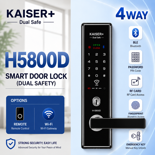 [KAISER+] H5800D Dual Safe Smart Digital Door Lock, 4-Way Keyless Entry
