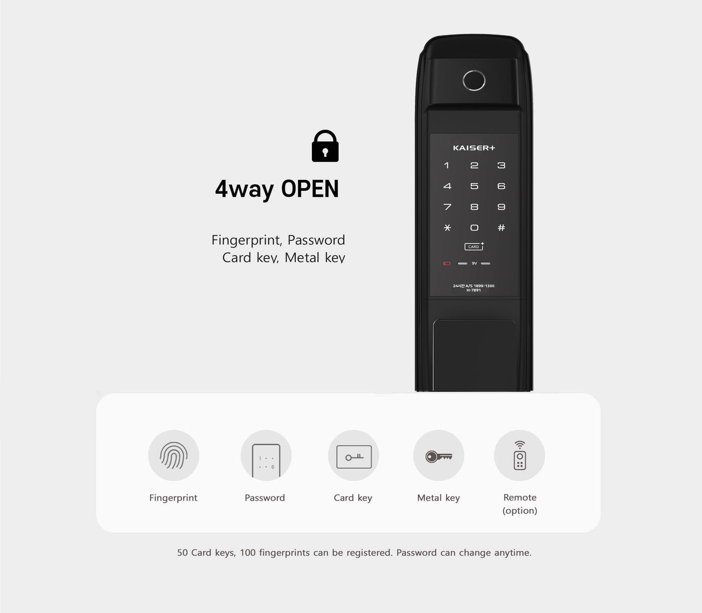 [PushPull]KAISER PLUS  H7891XKK  Premium Digital Push-Pull Door Lock |  Korea Small Motise Smart Door Lock with PIN, RFID, Fingerprint, Emergency Key | Luxury Made in Korea Smart Lock | Motise, Remote Control, Wi-Fi & BLE IoT Options