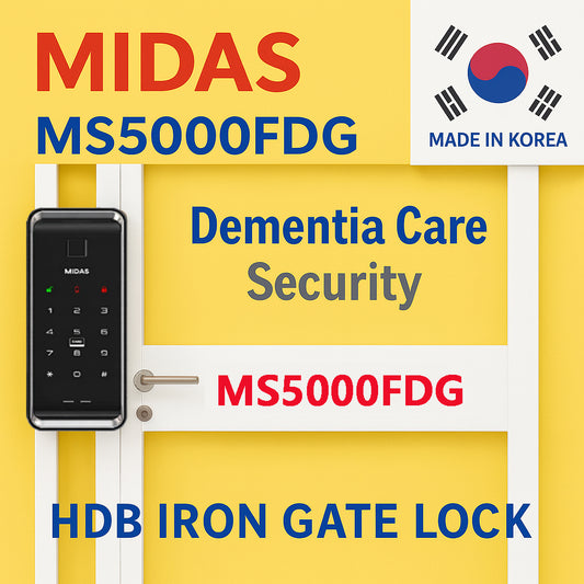[HDB Gate Lock] MS5000FDG  Digital Smart Lock with PIN, RFID Card, Fingerprint | Optional Remote IoT (WiFi) | Dementia, Nursing Home, Prison Use | Made in Korea