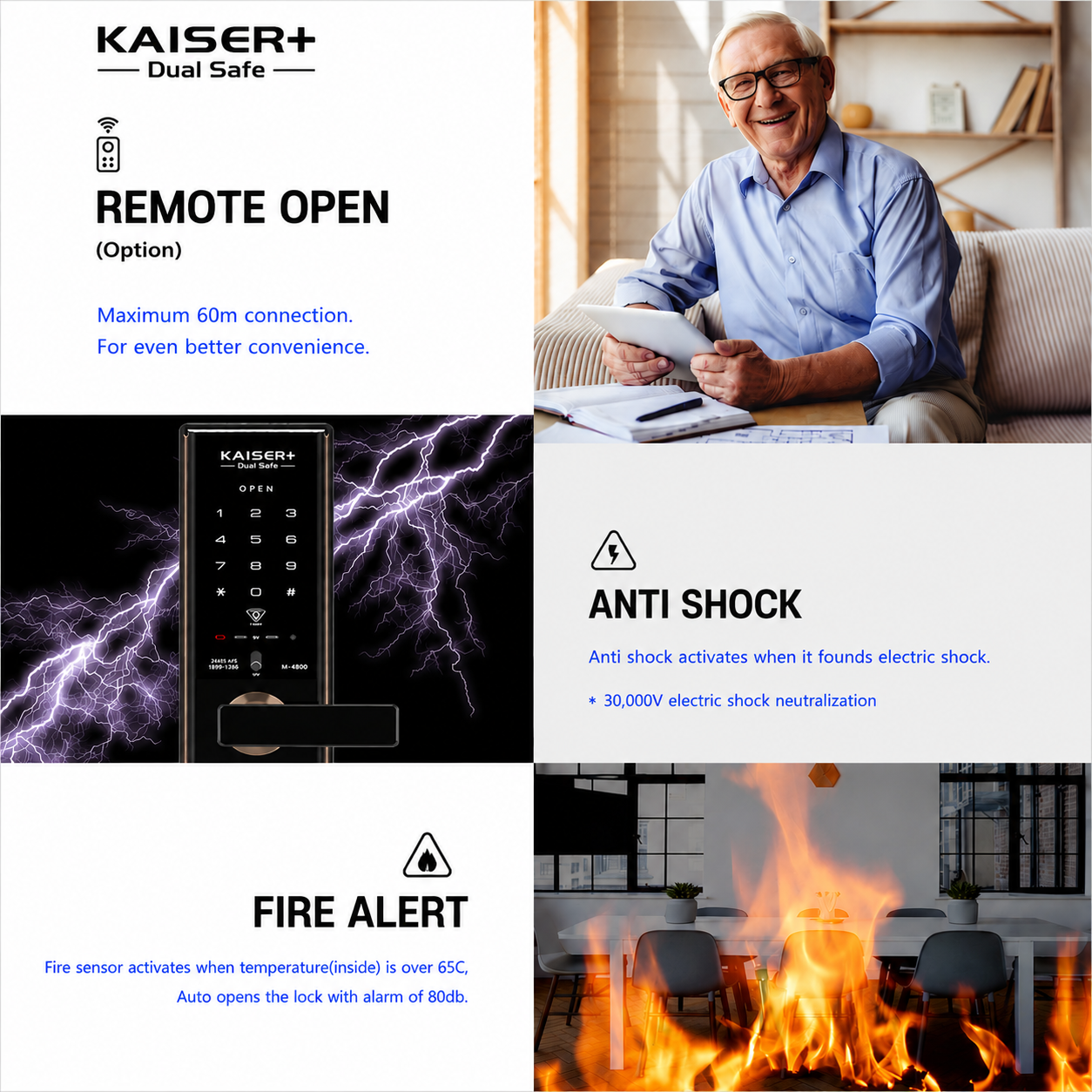 [Handle Lock][KAISER+]H5890 Smart Digital Door Lock | 4-Way / 5-Way Dual Safe | BLE | Optional Remote Wi-Fi | Made in Korea (Compatible with Samsung Systems)