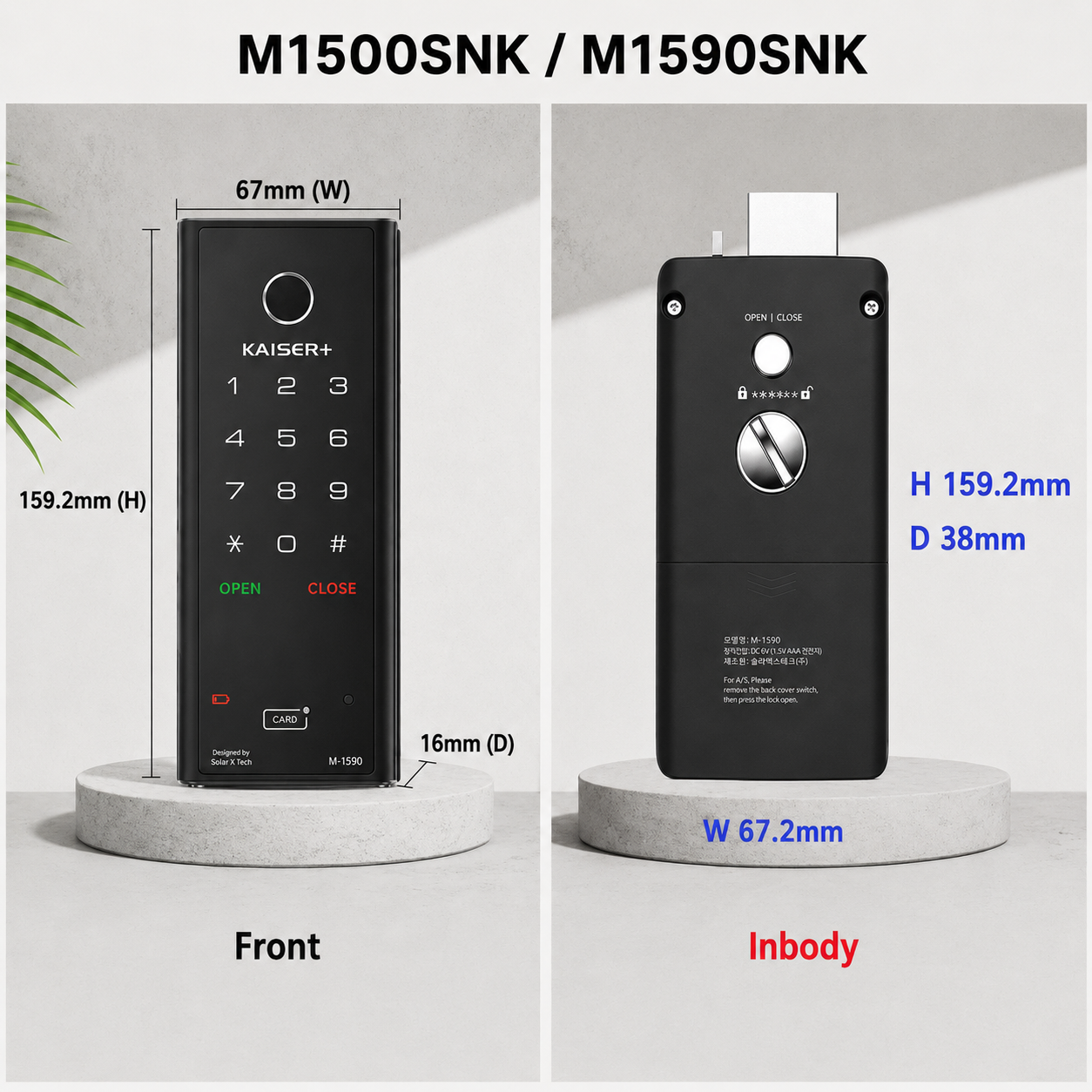 [Horizontal Rim Lock] M1500SNK  Digital Smart Rim Lock with PIN, RFID Card |Optional Metal Key Remote Control & IoT (BLE + WiFi) | Main Door Swing Door| Made in Korea