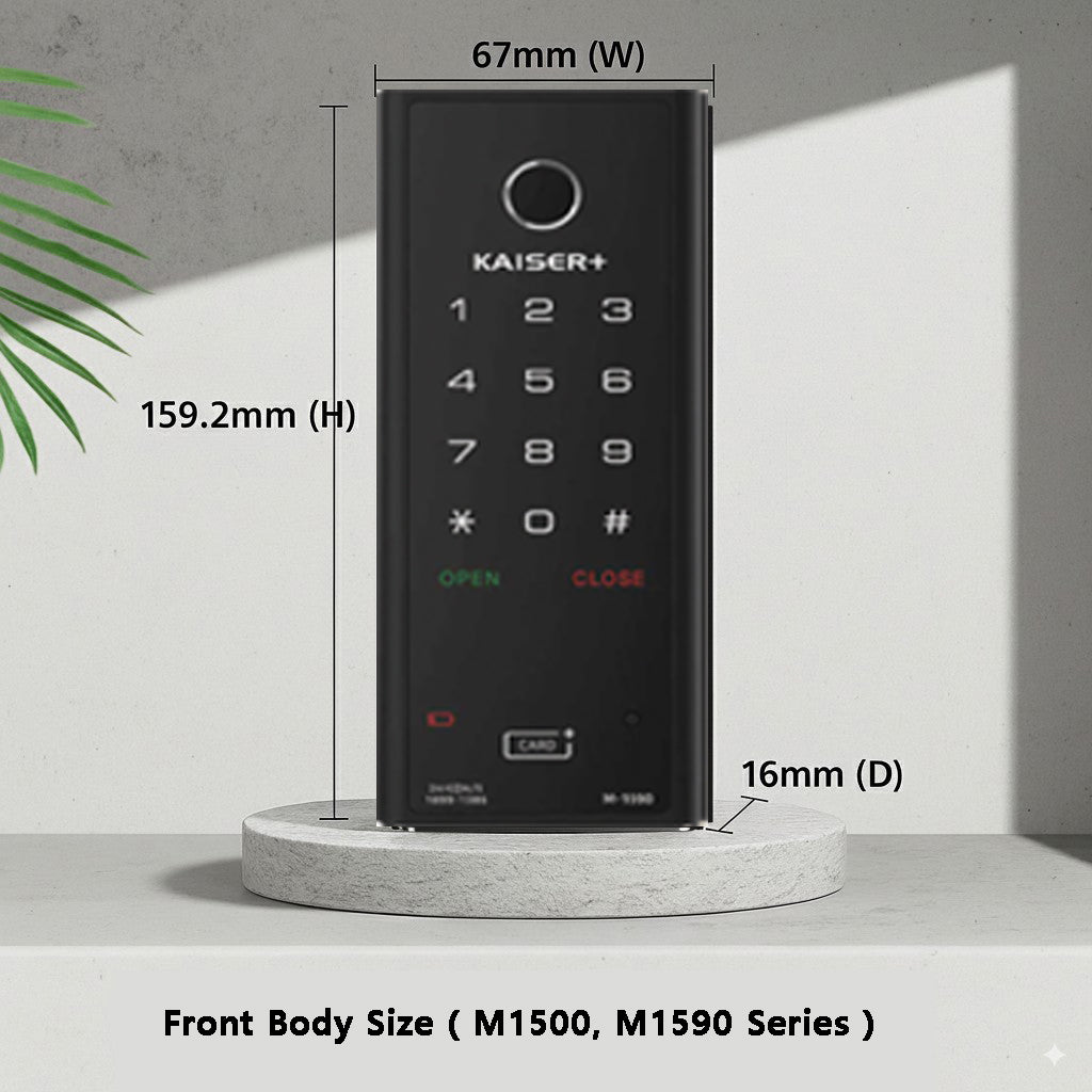 [Vertical Sliding Lock] M1590TKK 4Way Digital Smart Rim Lock with PIN, RFID Card, Fingerprint Metal Key |Optional Metal Key Remote Control & IoT (BLE + WiFi) | Main Door Swing Door| Made in Korea