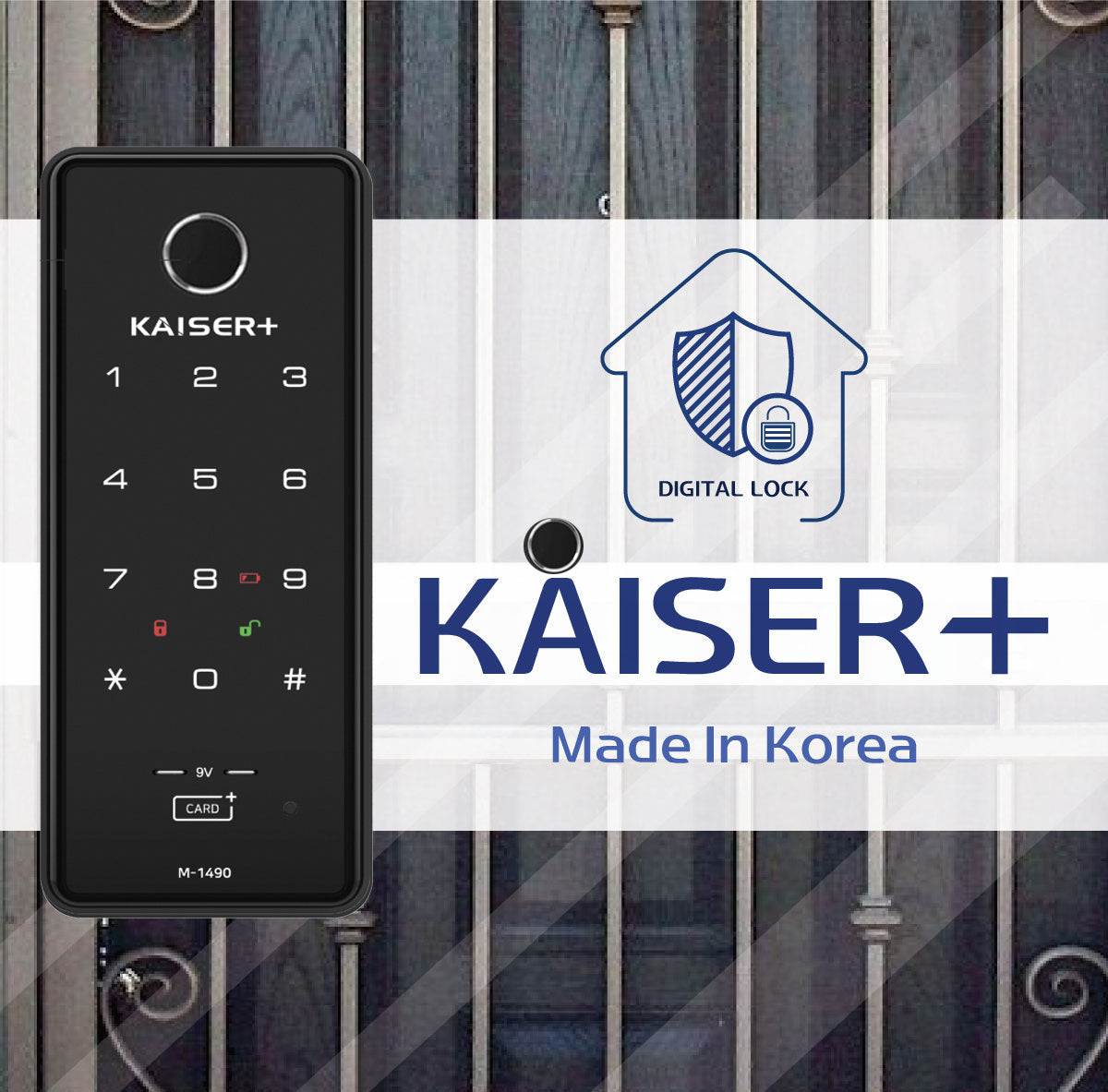 [Dual Safe] [KAISER+] M1491GNK Two-Way Metal Gate Digital Door Lock | HDB Grill Gate | Fingerprint | Remote |Optional Remote WiFi Box | Elderly Care | Child Safety | Security Facility (Copy)