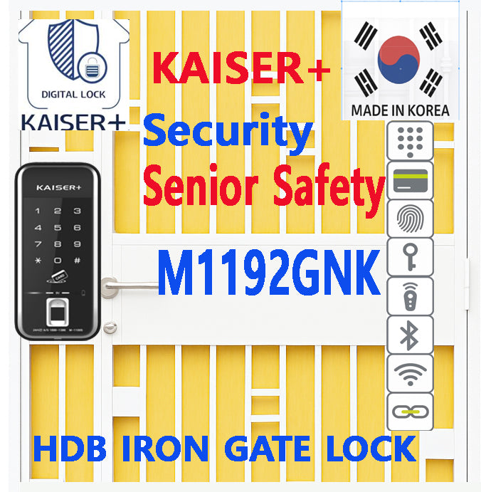 [Dual Safe] [KAISER+] M1192GNK Two-Way Metal Gate Digital Door Lock | HDB Grill Gate | Fingerprint | Remote |Optional Remote WiFi Box | Elderly Care | Child Safety | Security Facility