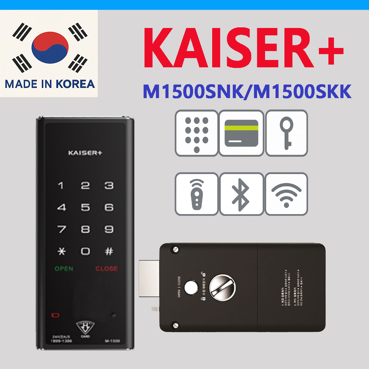[Horizontal Rim Lock] M1500SNK  Digital Smart Rim Lock with PIN, RFID Card, Fingerprint | Remote Control & IoT (BLE + WiFi) | Main Door Swing Door| Made in Korea