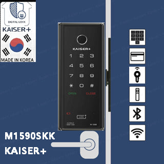 [Horizontal Rim Lock] M1590SNK  Digital Smart Rim Lock with PIN, RFID Card, Fingerprint |Optional Metal Key Remote Control & IoT (BLE + WiFi) | Main Door Swing Door| Made in Korea
