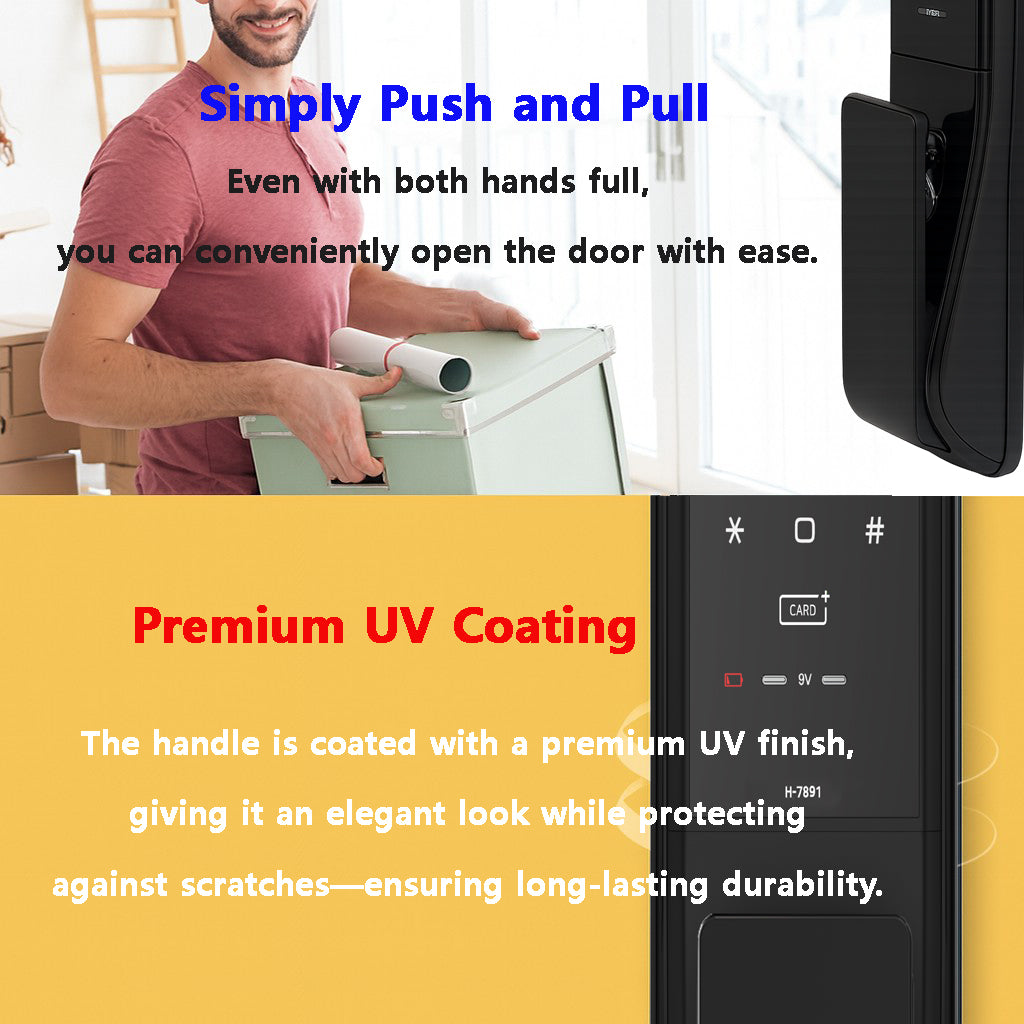 [PushPull]KAISER PLUS  H7891XKK  Premium Digital Push-Pull Door Lock |  Korea Small Motise Smart Door Lock with PIN, RFID, Fingerprint, Emergency Key | Luxury Made in Korea Smart Lock | Motise, Remote Control, Wi-Fi & BLE IoT Options