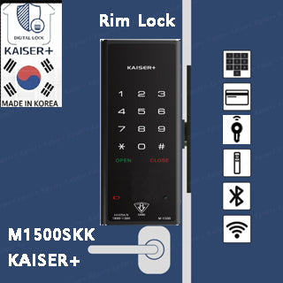 [Horizontal Rim Lock] M1500SNK  Digital Smart Rim Lock with PIN, RFID Card |Optional Metal Key Remote Control & IoT (BLE + WiFi) | Main Door Swing Door| Made in Korea