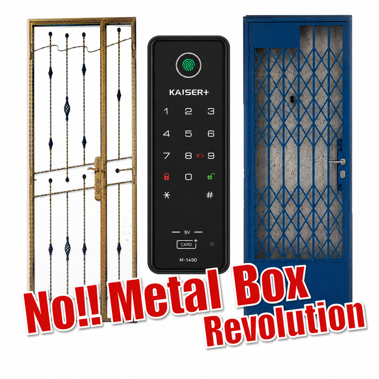 [Dual Safe] [KAISER+] M1192GNK Two-Way Metal Gate Digital Door Lock | HDB Grill Gate | Fingerprint | Remote |Optional Remote WiFi Box | Elderly Care | Child Safety | Security Facility