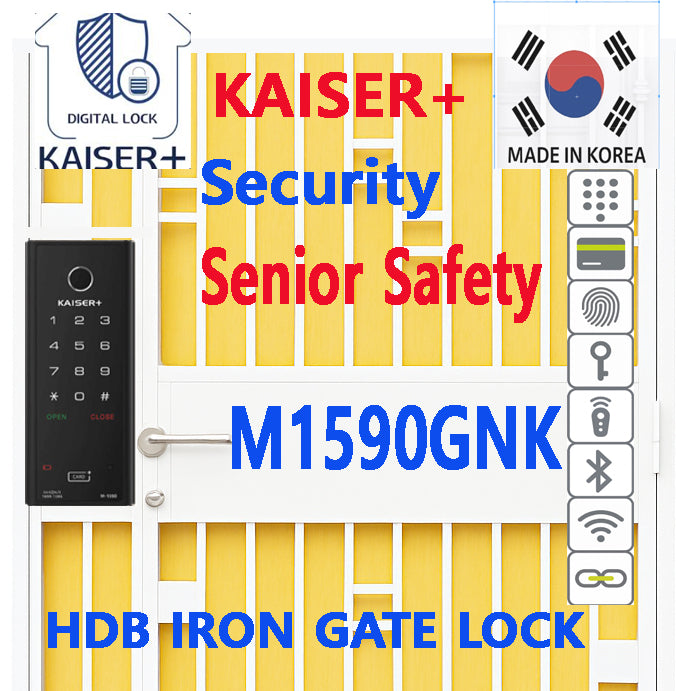 [Dual Safe] [KAISER+] M1590GNK Two-Way Metal Gate Digital Door Lock | HDB Grill Gate | Fingerprint | Remote |Optional Remote WiFi Box | Elderly Care | Child Safety | Security Facility