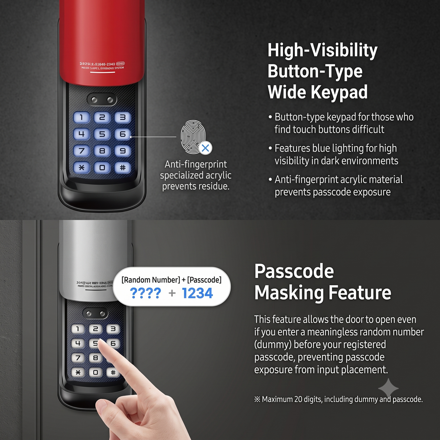 [Horizontal Rim Lock] H60S  Digital Smart Rim Lock with PIN, Rf Card- Main Door Swing Door| Made in Korea