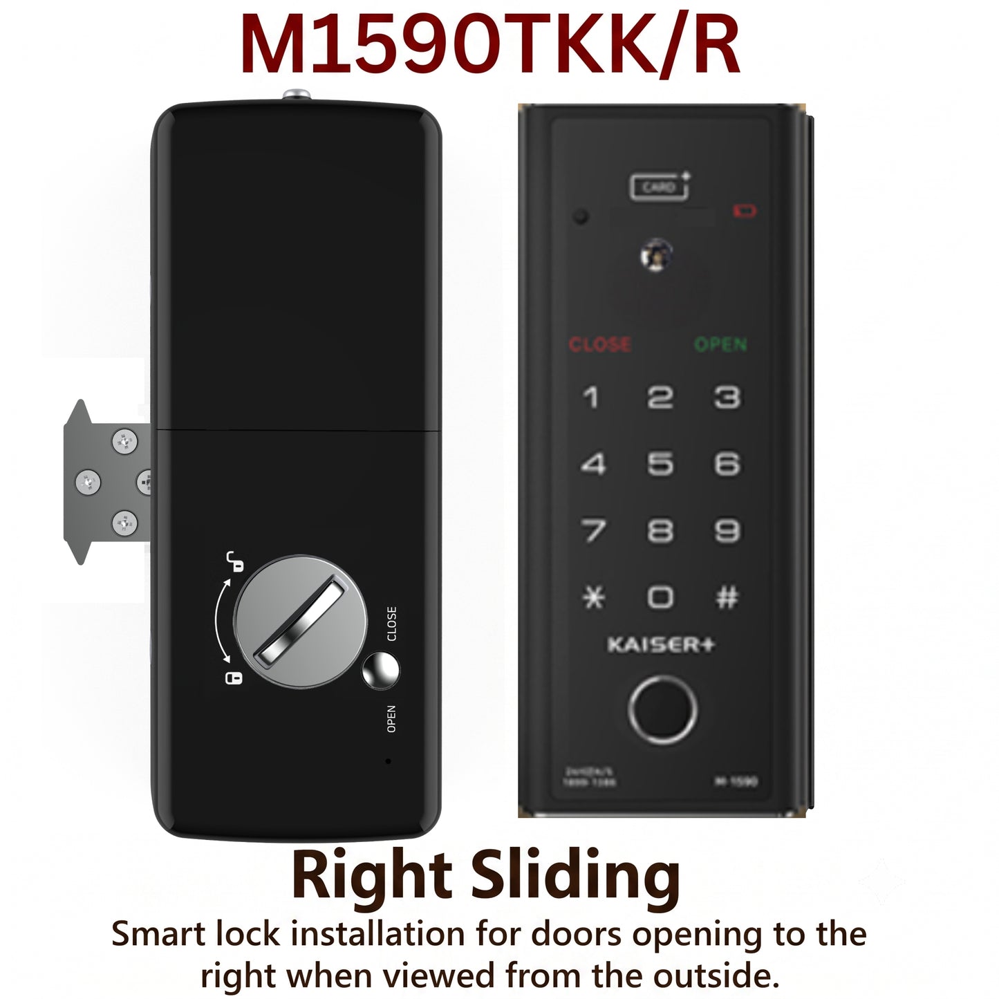 [Vertical Sliding Lock] M1590TKK 4Way Digital Smart Rim Lock with PIN, RFID Card, Fingerprint Metal Key |Optional Metal Key Remote Control & IoT (BLE + WiFi) | Main Door Swing Door| Made in Korea