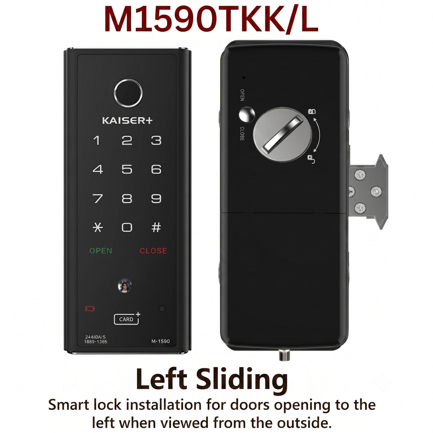 [Vertical Sliding Lock] M1590TKK 4Way Digital Smart Rim Lock with PIN, RFID Card, Fingerprint Metal Key |Optional Metal Key Remote Control & IoT (BLE + WiFi) | Main Door Swing Door| Made in Korea