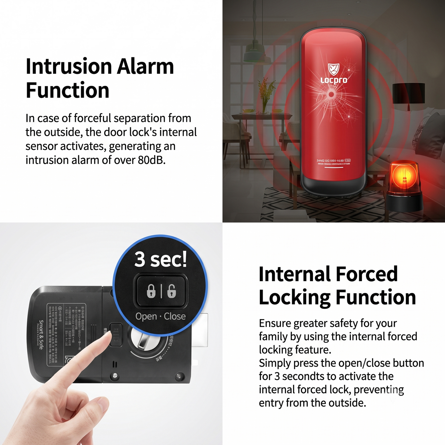[Horizontal Rim Lock] H60S  Digital Smart Rim Lock with PIN, Rf Card- Main Door Swing Door| Made in Korea
