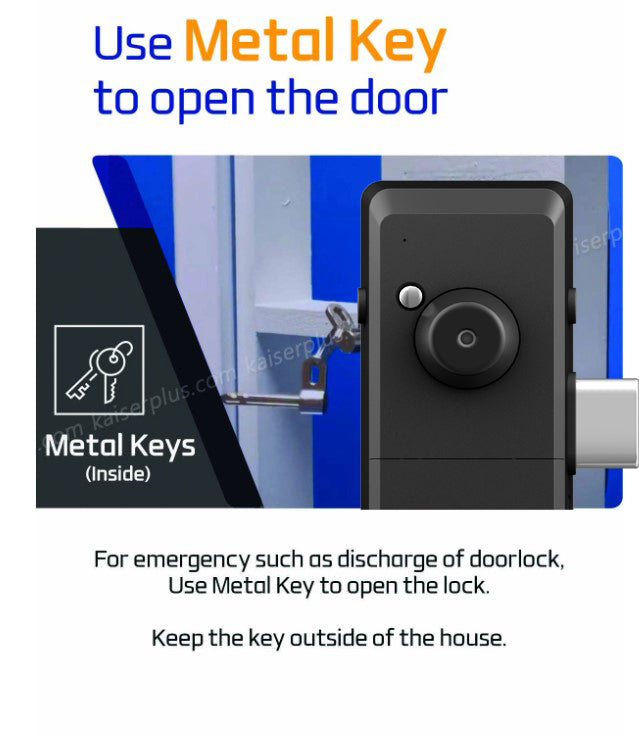 [Dual Safe] [KAISER+] Dual Safe Two-Way Metal Gate Digital Door Lock | HDB Grill Gate | Fingerprint | Remote |Optional Remote WiFi Box | Elderly Care | Child Safety | Security Facility