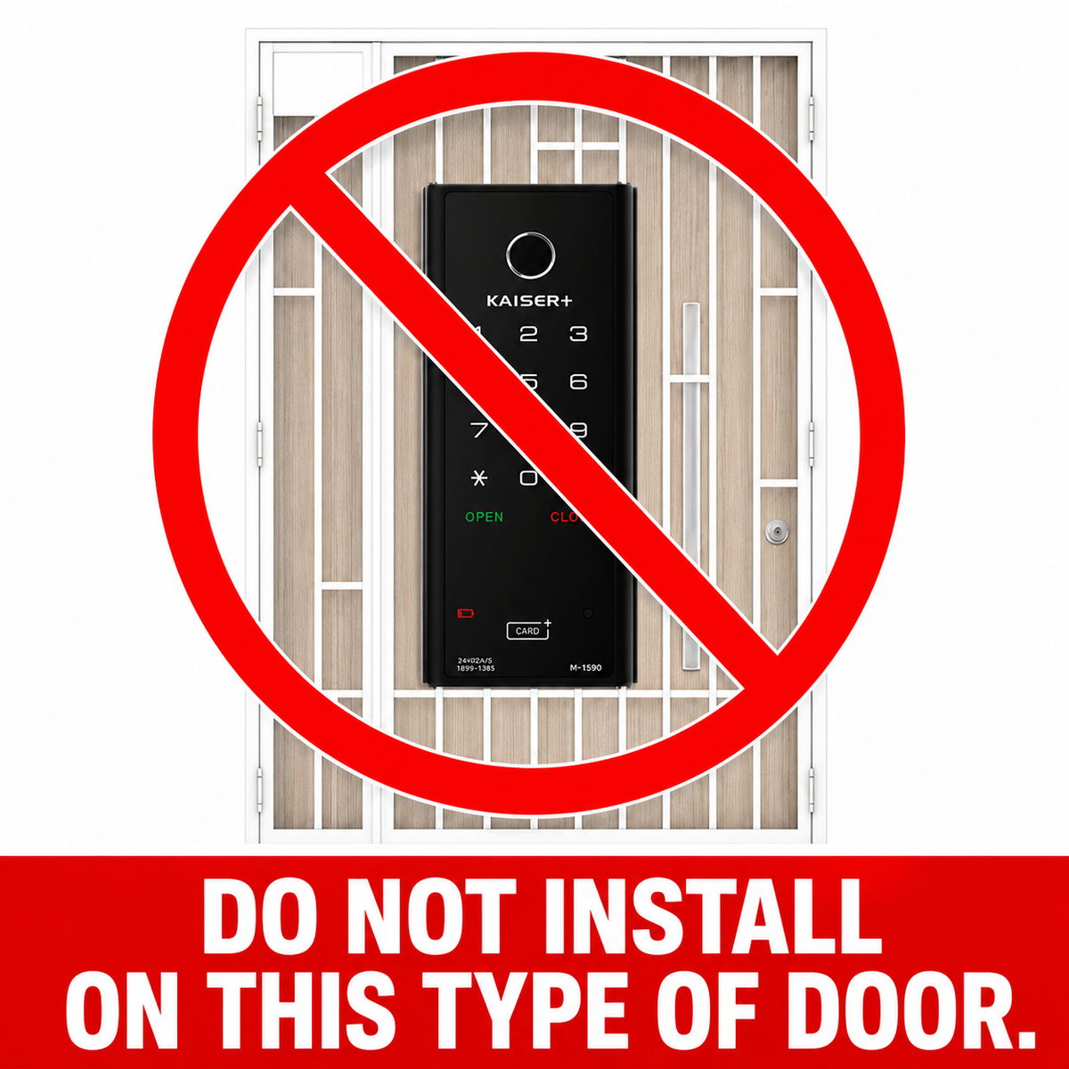 [Dual Safe] KAISER+ M1590SKK(D) Dual Safe Two-Way Digital Smart Rim Lock with PIN, RFID Card, Fingerprint Metal Keyl Optional Remote Control & IoT (BLE + WiFi) | Main Door Swing Door| Made in Korea