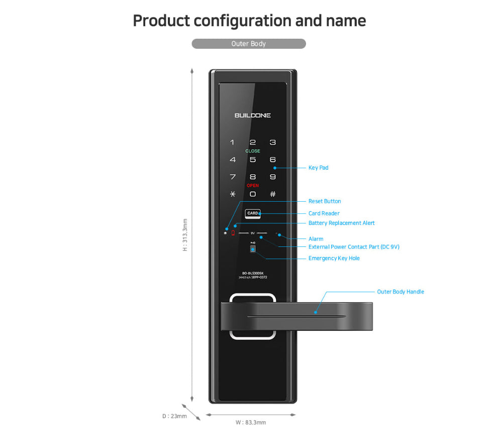 [Handle Lock] 3way doorlock <BO-DL5300SK>