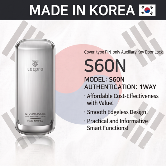 [Horizontal Rim Lock] H60N  Digital Smart Rim Lock with PIN, Main Door Swing Door| Made in Korea