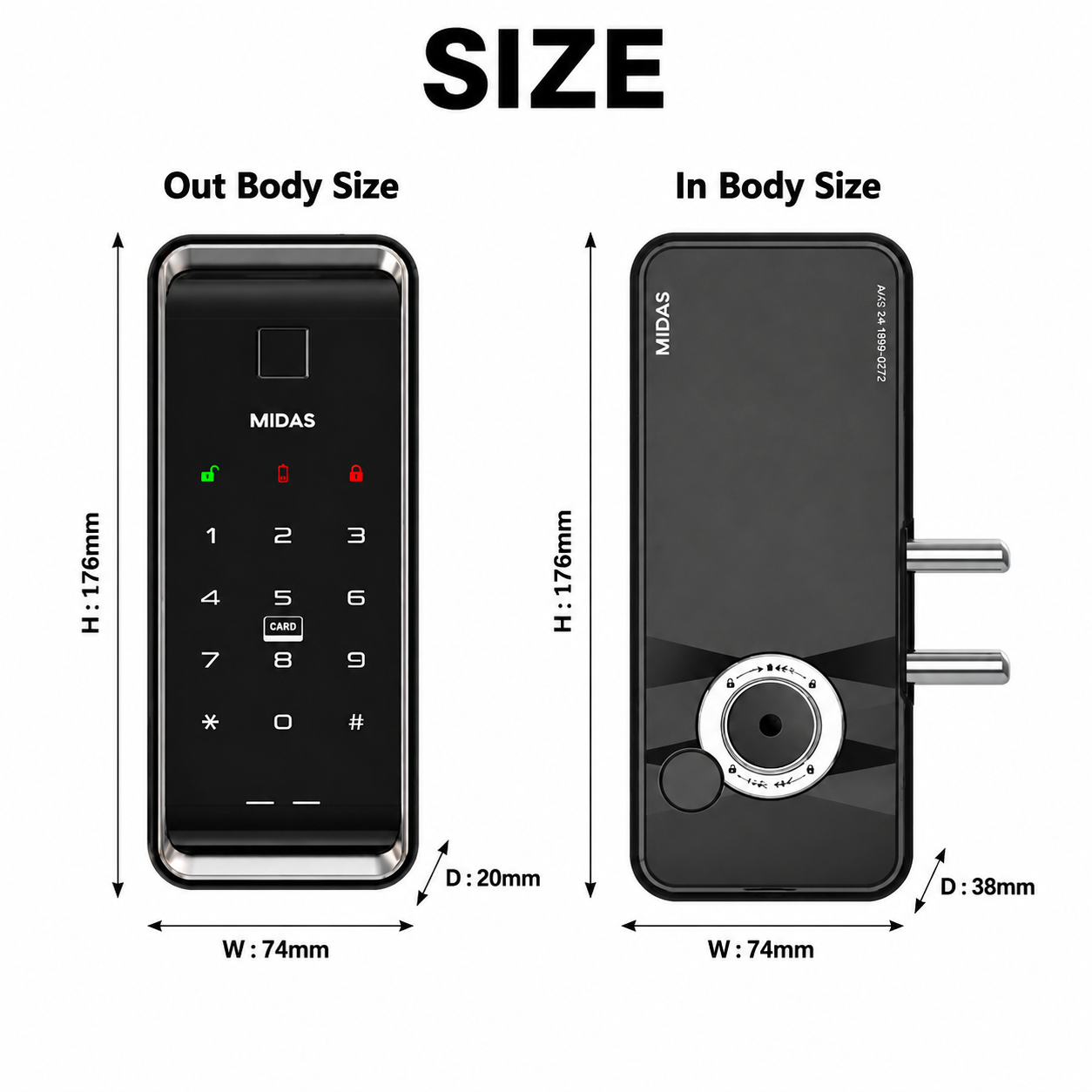 [Dual Safe] MIDAS MS5000FDG Dual Safe Two-Way Metal Gate Digital Door Lock | HDB Grill Gate | Fingerprint | Remote | WiFi | Elderly Care | Child Safety | Security Facility