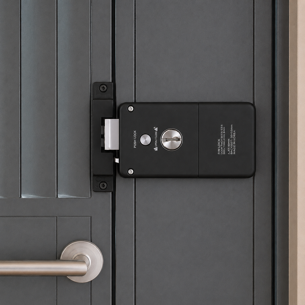 [Dual Safe] KAISER+ M1590SKK(D) Dual Safe Two-Way Digital Smart Rim Lock with PIN, RFID Card, Fingerprint Metal Keyl Optional Remote Control & IoT (BLE + WiFi) | Main Door Swing Door| Made in Korea