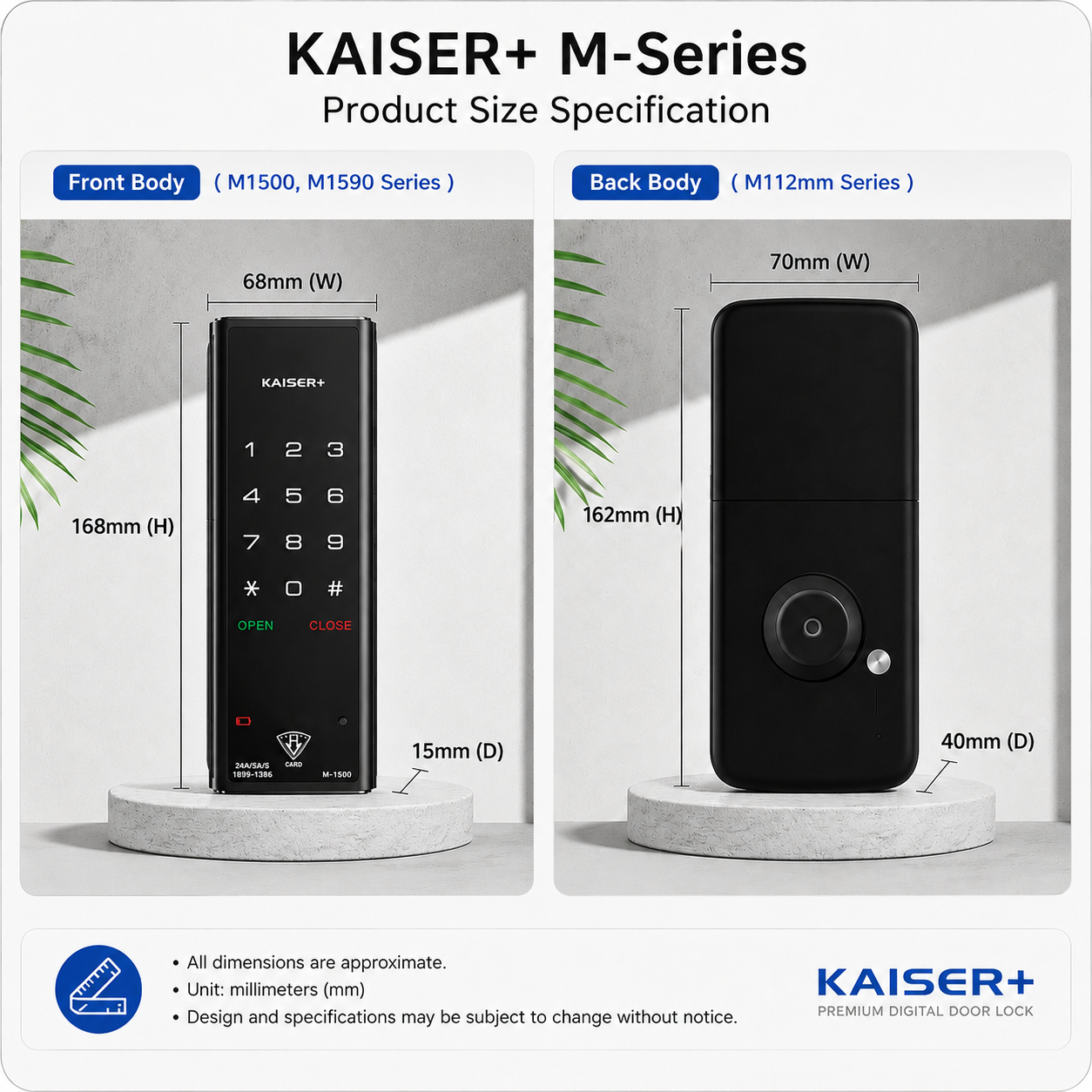 [Dual Safe] [KAISER+] M1491GNK Two-Way Metal Gate Digital Door Lock | HDB Grill Gate | Fingerprint | Remote |Optional Remote WiFi Box | Elderly Care | Child Safety | Security Facility (Copy)