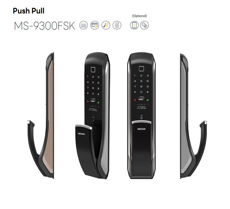 [PushPull]KAISER PLUS MS9300FSKL Premium Digital Push-Pull Door Lock | Euro Large Motise Smart Door Lock with PIN, RFID, Fingerprint, Emergency Key | Luxury Made in Korea Smart Lock | Motise, Remote Control, Wi-Fi & BLE IoT Options