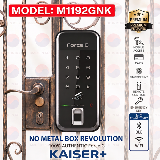 [HDB Gate Lock] KAISER+ Force G,  M192GNK Premium HDB Gate Smart Lock | Fingerprint, PIN Code & RFID Card | Optional WiFi & Remote Control | Family Safety Design | Made in Korea