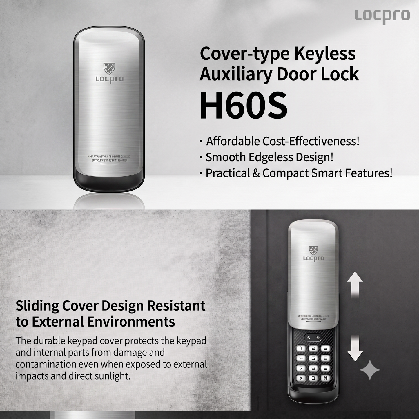 [Horizontal Rim Lock] H60S  Digital Smart Rim Lock with PIN, Rf Card- Main Door Swing Door| Made in Korea