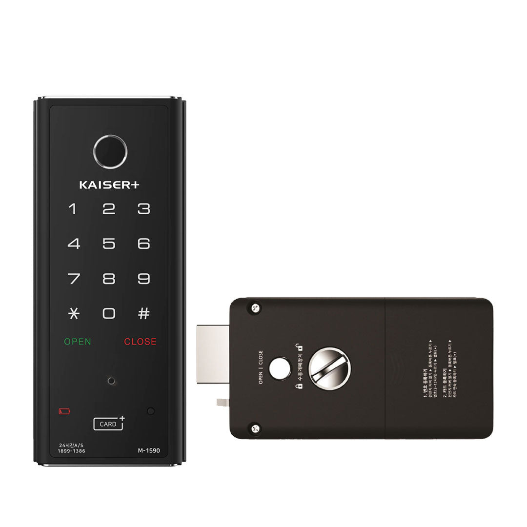 [Horizontal Rim Lock] M1590SNK  Digital Smart Rim Lock with PIN, RFID Card, Fingerprint |Optional Metal Key Remote Control & IoT (BLE + WiFi) | Main Door Swing Door| Made in Korea