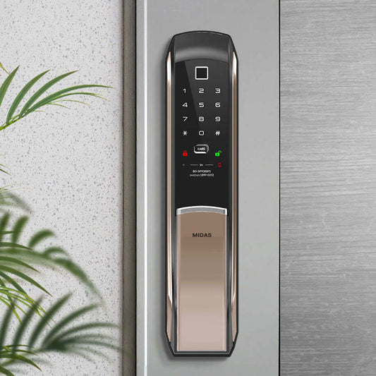 [PushPull] MIDAS MS9300FSK Premium Digital Push-Pull Door Lock | Korea Small Motise Smart Door Lock with PIN, RFID, Fingerprint, Emergency Key | Luxury Made in Korea Smart Lock | Motise, Remote Control, Wi-Fi & BLE IoT Options